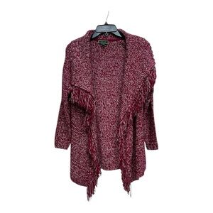 C. Wonder Burgundy Open Front Fringe Cardigan SZ XS